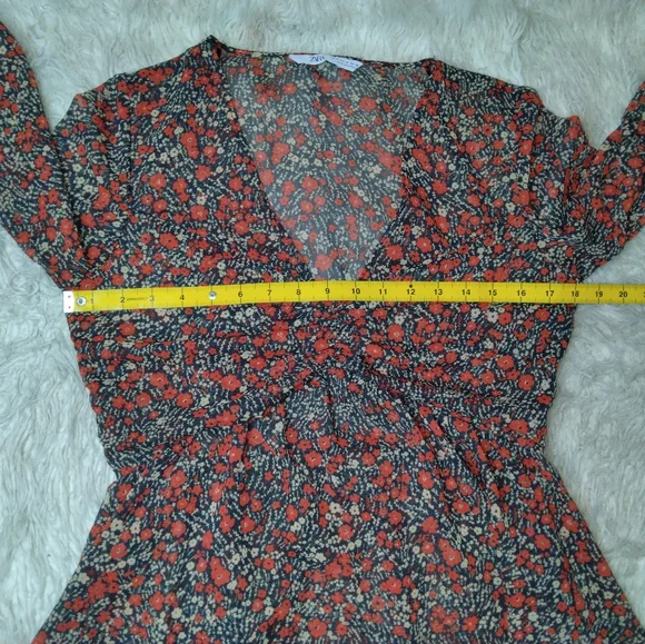 Zara Floral Sheer Longsleeve Top Size M - Picture 8 of 10